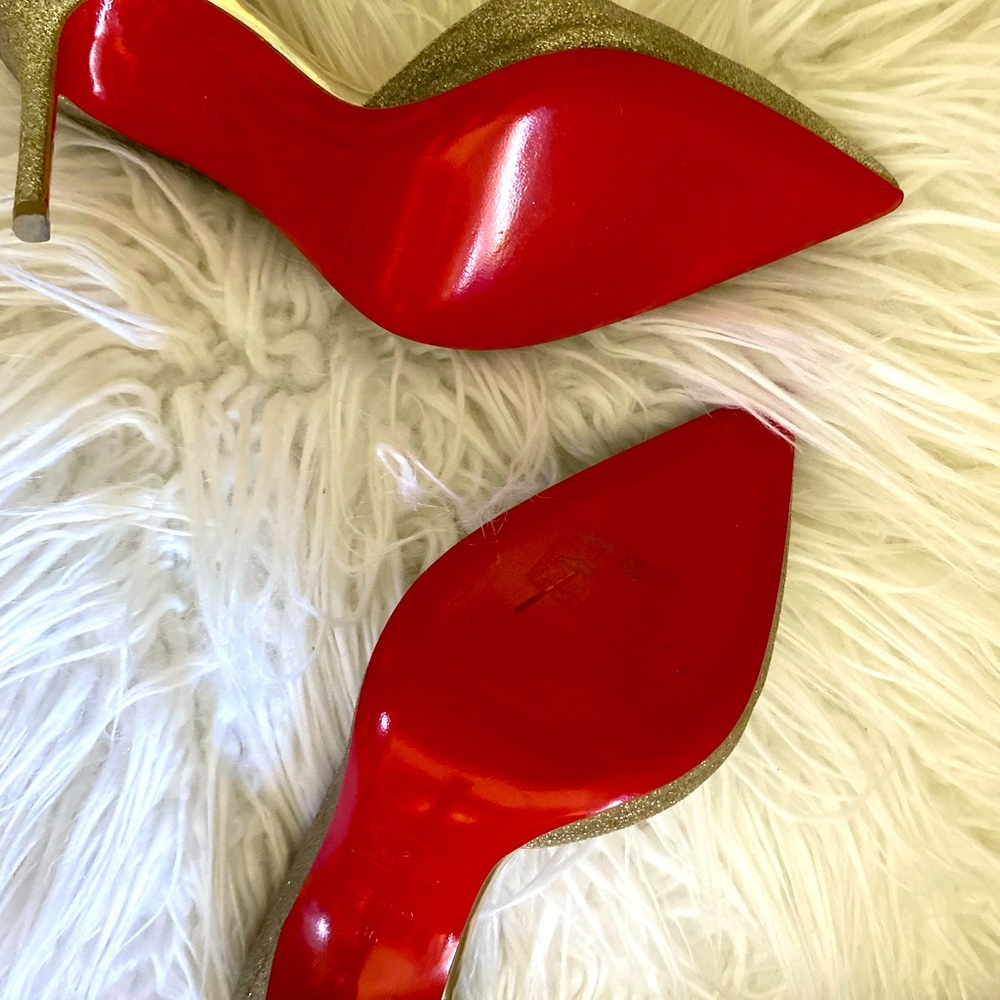 Authentic Beautiful Christian Louboutin Iriza 100 Glitter Mini/SP Heels